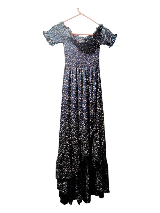 Dresses & Skirts - Smocked Off-Shoulder Navy Floral Maxi Dress